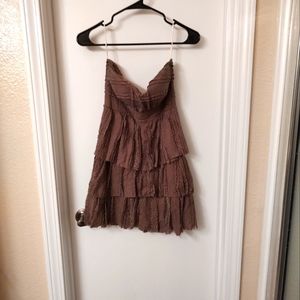 Layered brown short dress w/silver